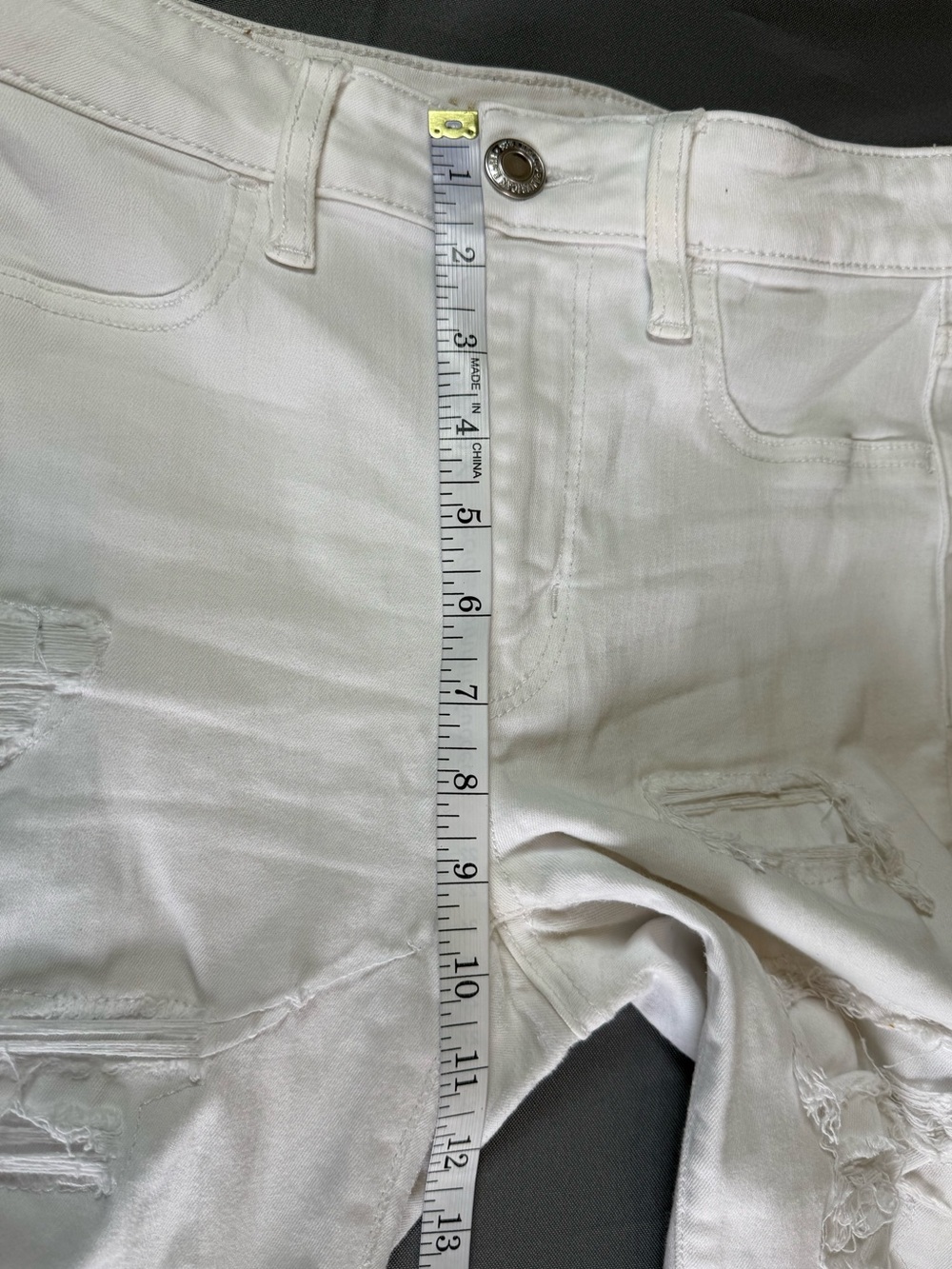 American Eagle White Distressed Jegging Crop Jeans Women’s Size 6 Stretch Raw - Picture 4 of 12